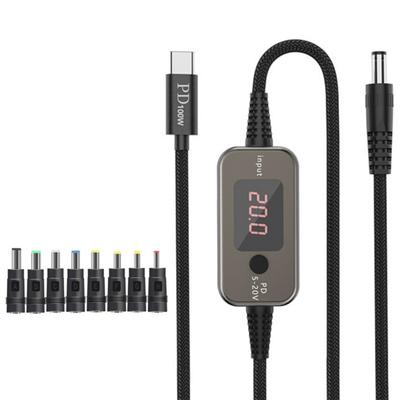 PD100W USB C To DC5521 Fast Charging Cord 5V 9V 12V 15V 20V 5A Adjustable Power Supply Cable With Multiple Adapters