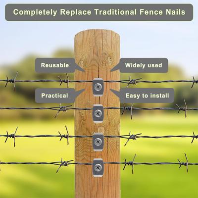 50Pcs Fence Staples,Fence Nails For Softwood, Reusable Wire Fence Staples Screws For Mesh & Woven Fencing, 50Fence Fasteners