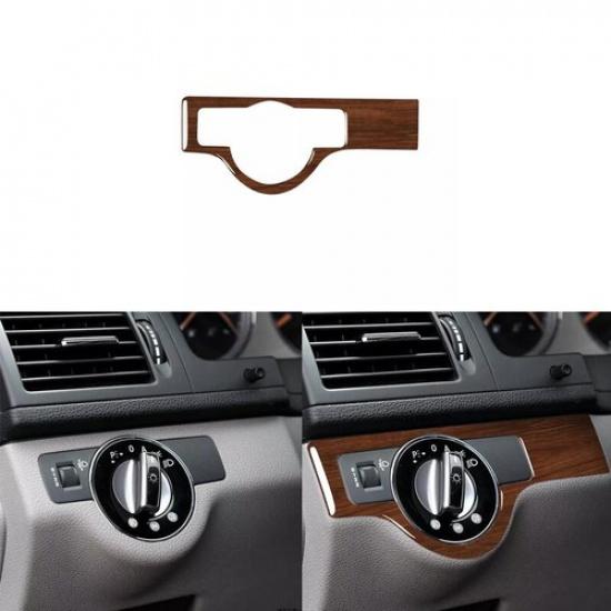 07-10 Brown Wood Grain Trim Inner Headlight Control Button Ring For Benz C-Class