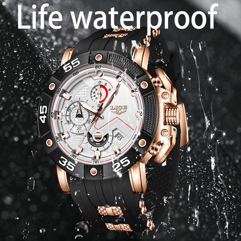 TOP LIGE Luxury Men's Watches Business Silicone Quartz Mens Watch Waterproof Luminous Date Watches Male Relogios Masculino