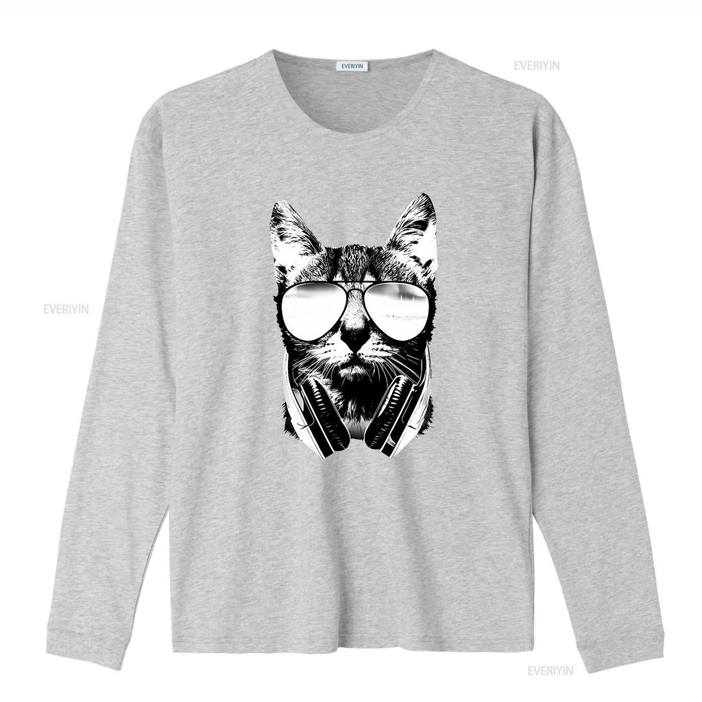 Gravity Trading Mens Cool DJ Cat Solar Color Changing T Shirt Sun vintage Washed Slightly designer clothes Versatile Unisex