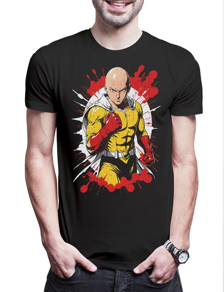 Anime Punch Herren T-Shirt Mens Womens Tees Top One OP Man Saitama Genos Tatsumaki Fubuki Garou Manga