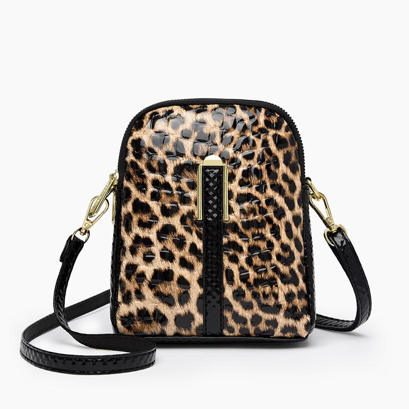 

Сумка для мобильного телефона с текстурой леопардового принта, новый поток, двойной карман, простая универсальная сумка через плечо, новая повседневная сумка-мессенджер