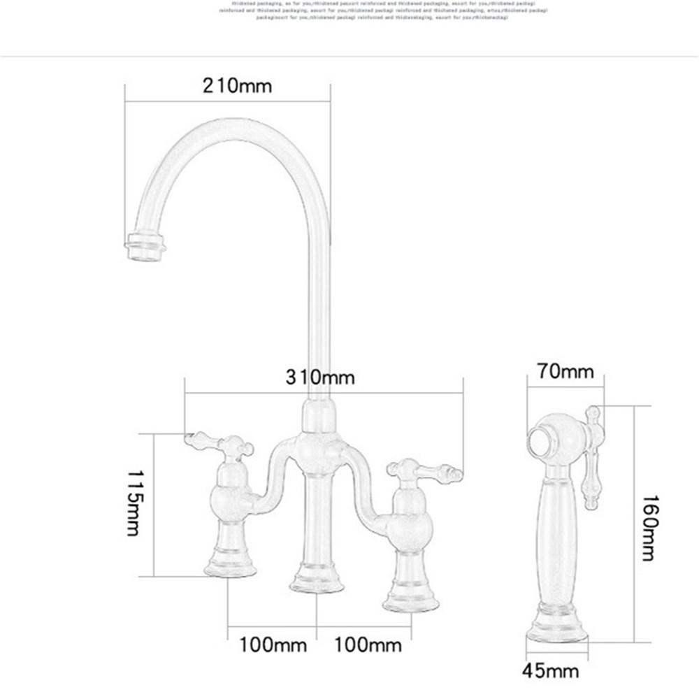 Tuqiu Brushed Gold Kitchen Faucet with Hand shower Head Black Pot Filler Tap Deck Mounted Hot Cold Black Sink Tap Spout Brass