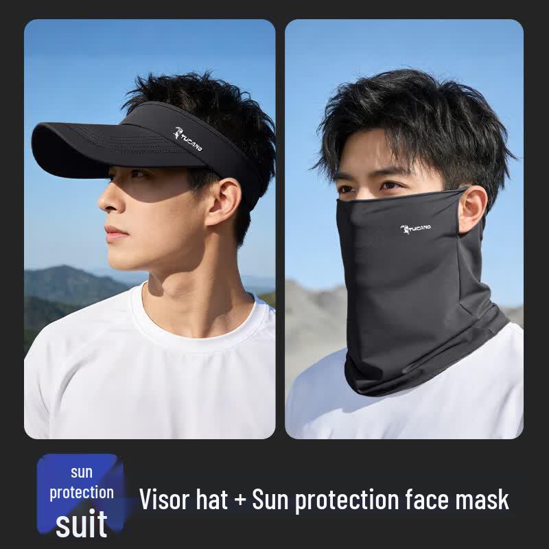 Woodpecker Outdoor Sun Protection Visor Hat with Face Mask One Size Adjustable