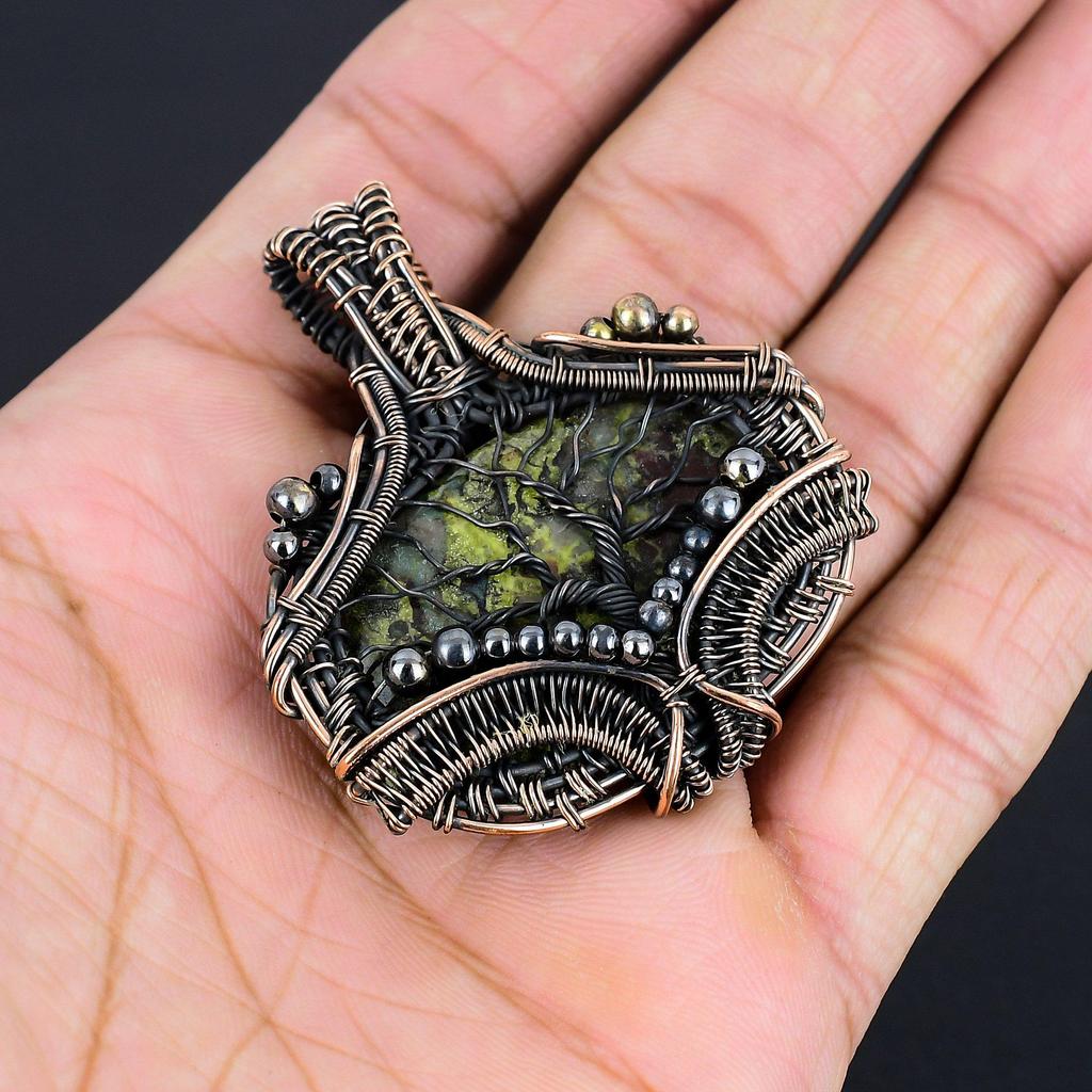 Dragon Blood Jasper 999 Copper Wire Wrapped Pendant, Handmade Gemstone Pendant Jewelry, Gifts For Wife Brand New Pendant