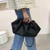 Cowhide Woven Handbag Generation Retro Crossbody Hinged Bag Niche Design Underarm Bag