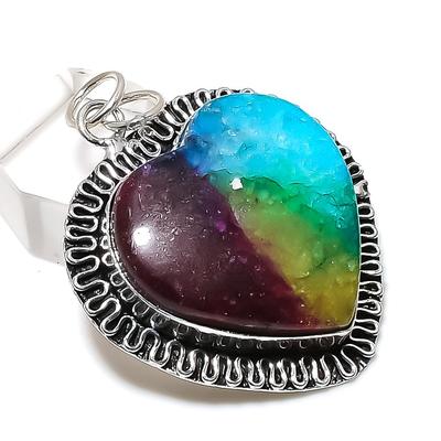 Natural Rainbow Solar Quartz 925 Sterling Silver Jewelry Pendant 2.01" U6A67