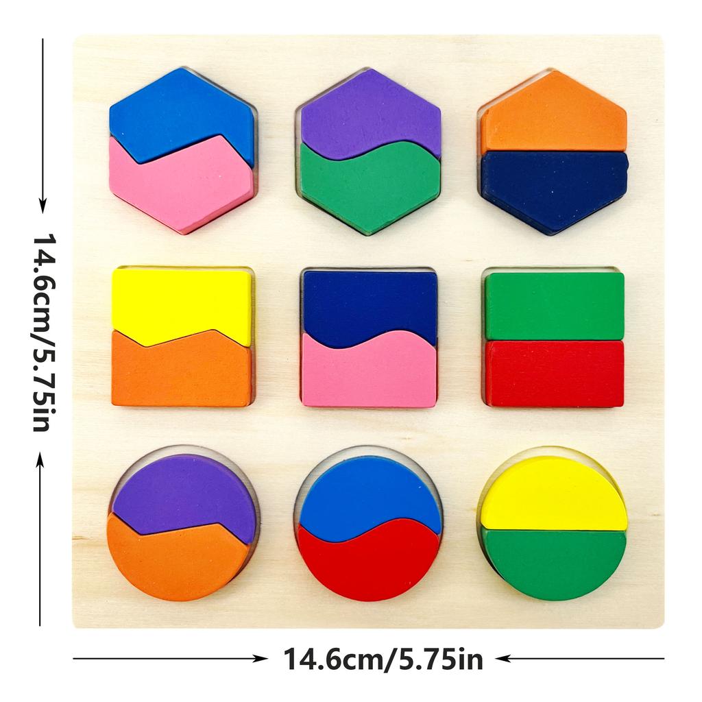 1pc 14.6cm/5.75in Wooden 3D Puzzles Jigsaw Montessori Games Kids Geometric Shapes Color Learning Educational Toys for Children