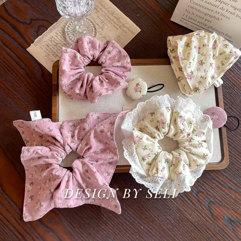 French Floral Vintage Palace Style Scrunchie Ballet College Simple