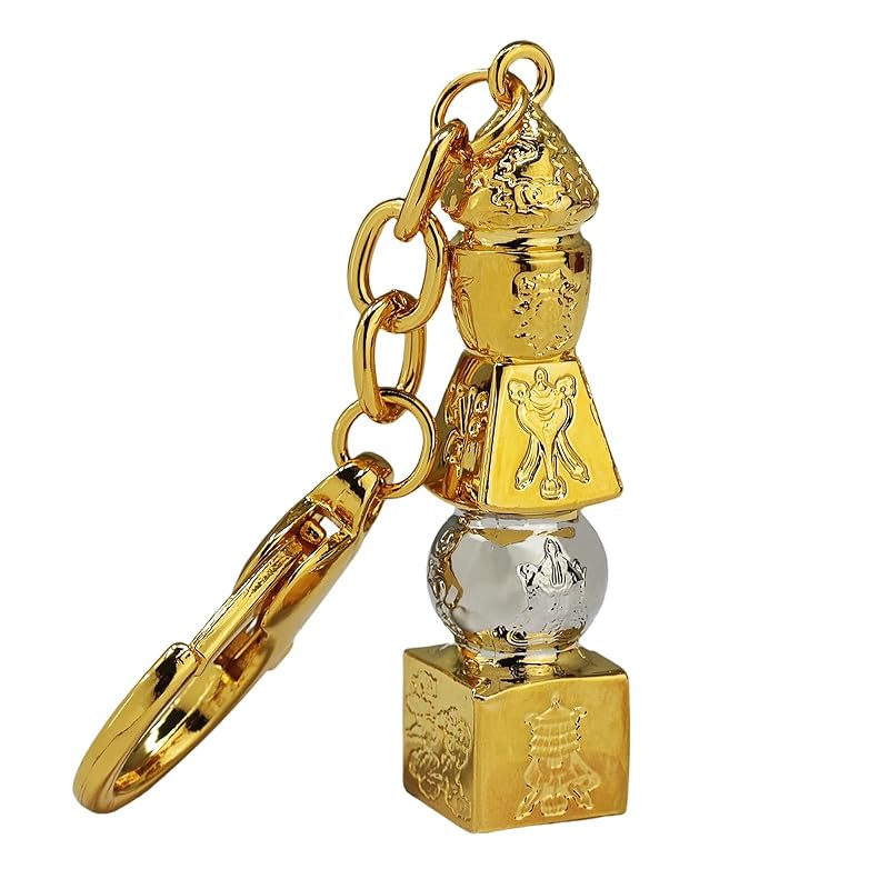 [YISHUI] (Isui) feng shui 3 colors 5 elements Five elements pagoda key ring Five Yellow Pagoda decoration energy amulet Good luck goods relationship