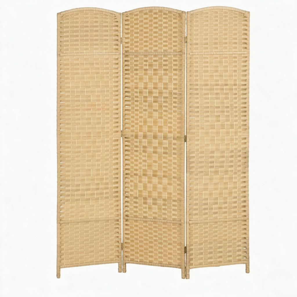 3-Piece Wooden Folding Screen, Foldable Room Divider for Living Room and Bedroom