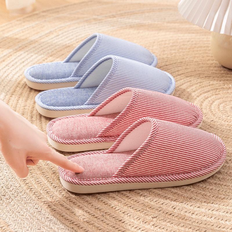 Cotton Slippers Women's Four-season Indoor Home Leisure Non-slip Couple Home New Non-slip Spring and Autumn Cotton and Linen Slippers Men