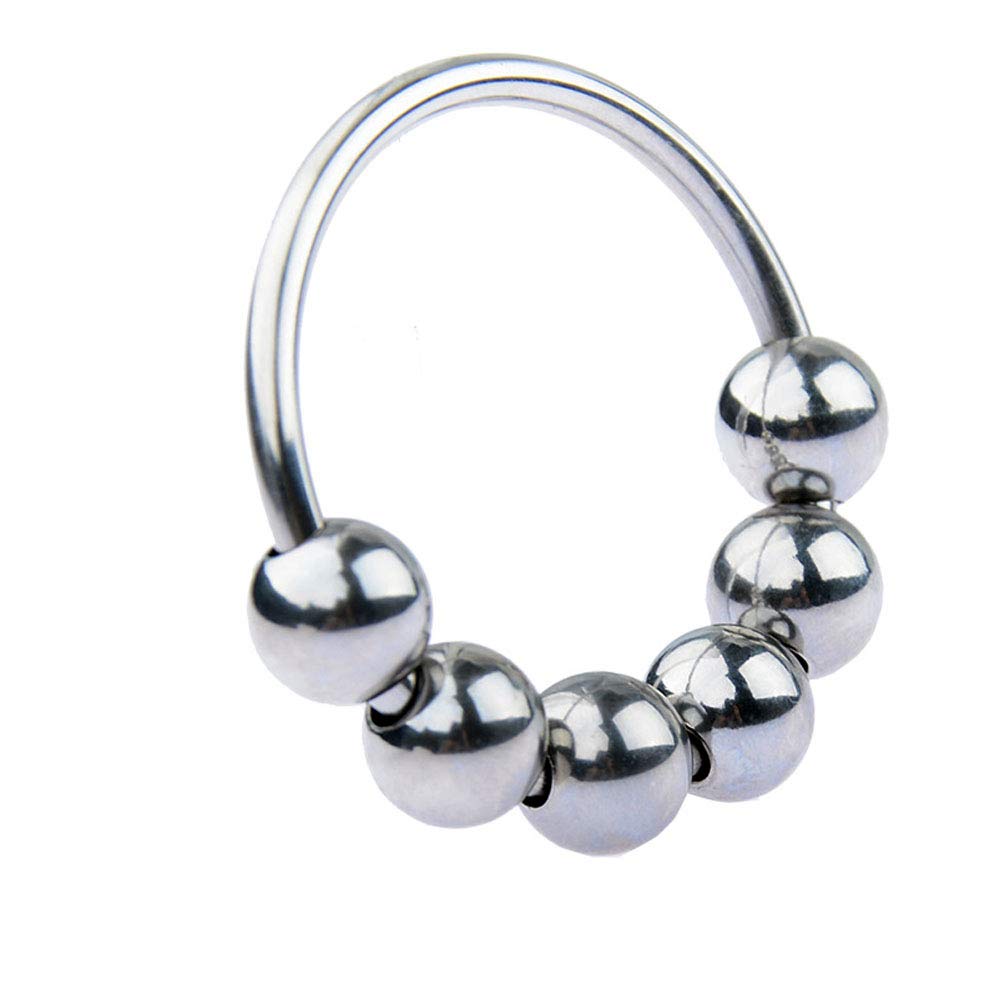 Penis Ring Ring Cock Link Ring with 6 Beads Metal SM Goods Male Toy Stainless Steel Silver Men's