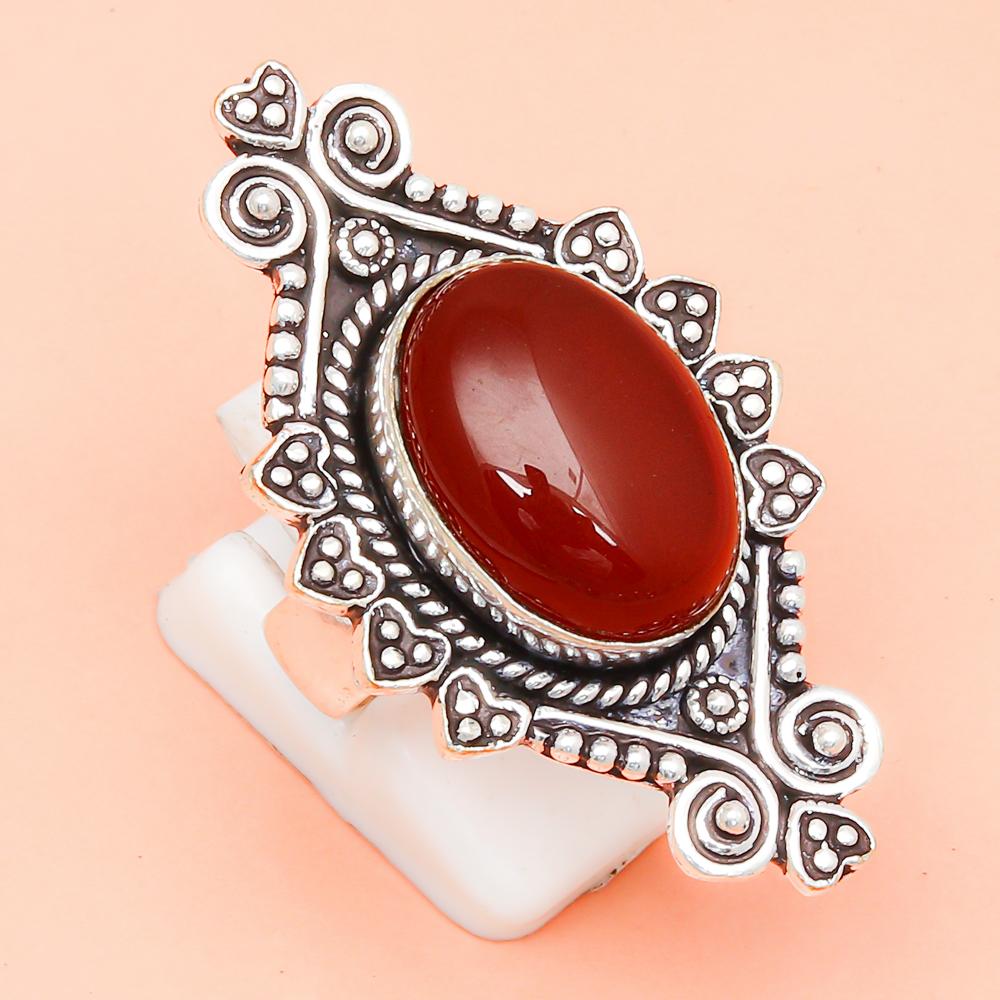 Red Carnelian Gemstone Handmade Silver Jewelry  "8"