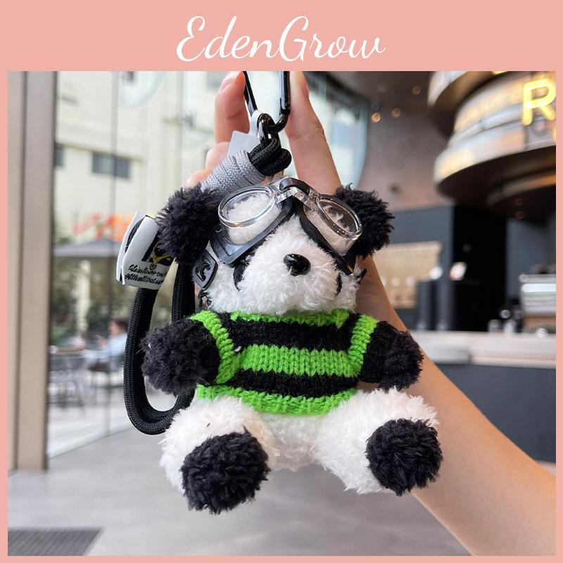 Jinnew Whimsical Knitted Sweater Pilot Panda Keychain In Soft Material Plush