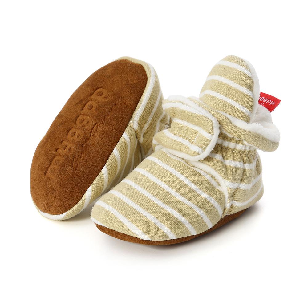 MYGGPP Striped Knitted Fabric 0-1 Years Old Baby Soft Bottom Shoes Baby Shoes Warm Shoes Baby Socks Overshoes