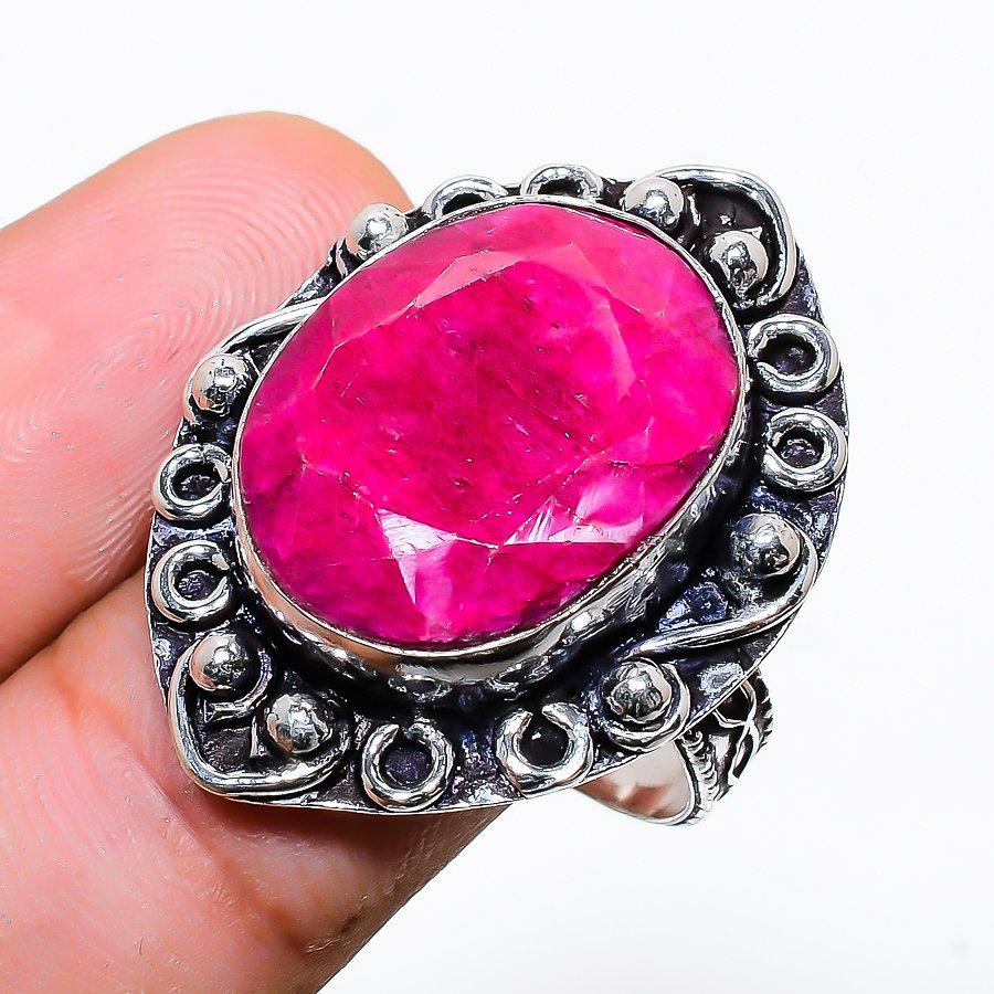 

Ruby(Simulated) Gemstone Handmade Christmas Gift Jewelry Ring Size 9 M5k87
