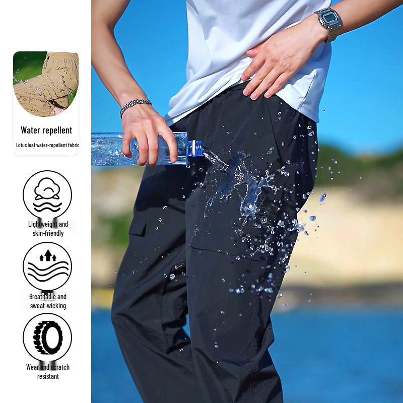 

Унисекс Быстросохнущие Легкие Спортивные Брюки из Ледяного Шелка с Манжетами на Штанинах 5XL