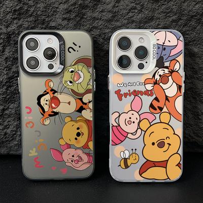 Tiggers Pooh Bear Winnies Phone Case for iPhone 17 Air 16 16e 15 14 Plus 13 12 11 Pro Max X Xs XR 8 Colorful Silver Hard Cover