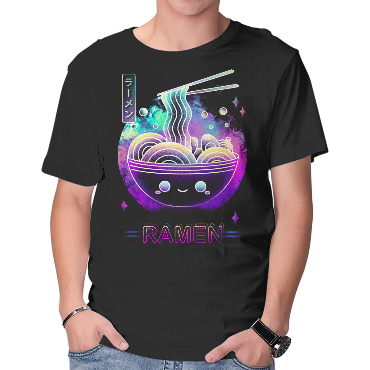 Unisex Crew Neck T-Shirt Soul Of The Retro Kawaii Ramen Graphic Short Sleeve Casual Tee S
