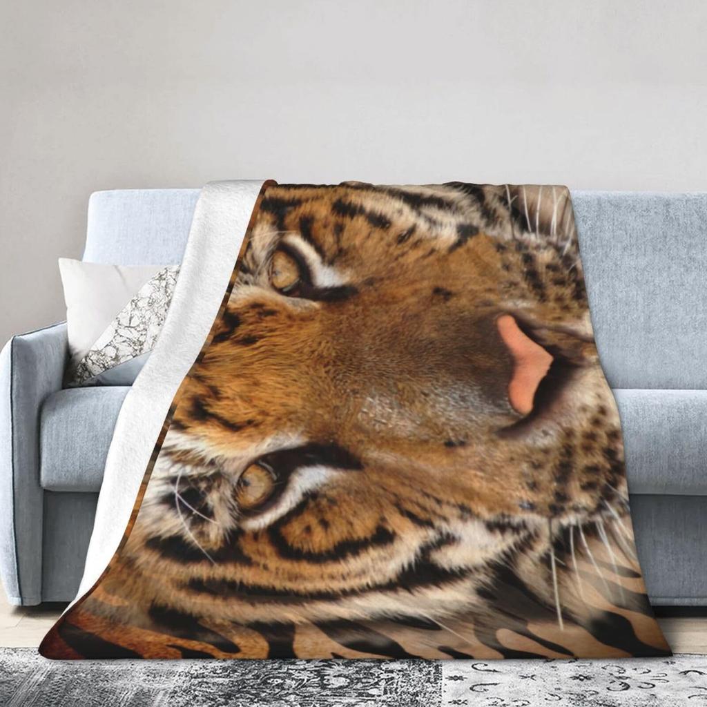 Tiger Print Flannel Blanket Comfortable Soft Flannel Blanket Animal 3D High Definition Print Home Blanket