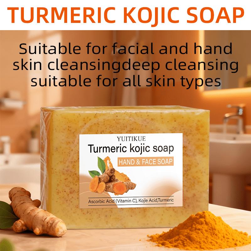 Turmeric Kojic Soap Rich In Kojic Acid, Turmeric, and Collagen, Natural Ginger Soap for Deep Moisturizing, Cleansing, Brightening, and Thick Lather