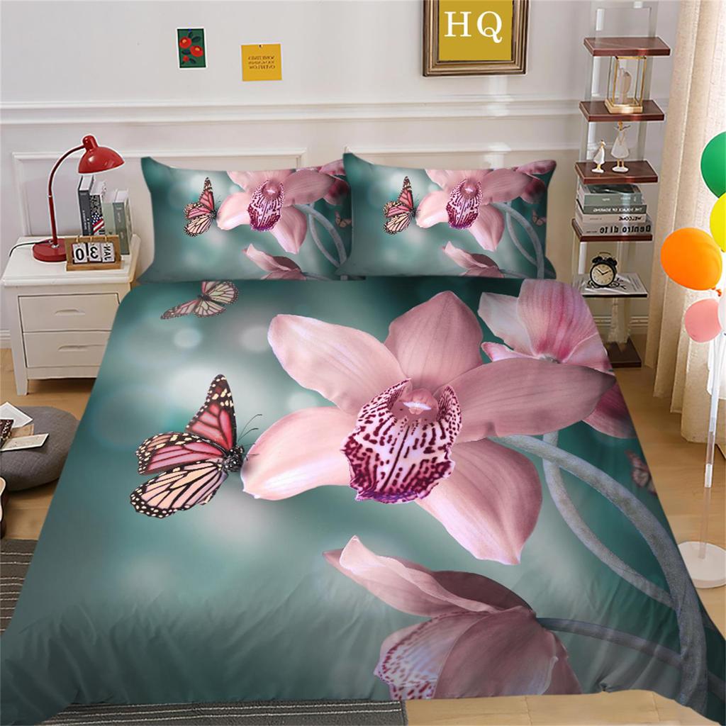 3D Blomstermønster Sengetøy, Soverom Dyne og Putetrekk 2 Deler/3 Deler, Full Størrelse Sengetøy, Hjemmedekorasjon