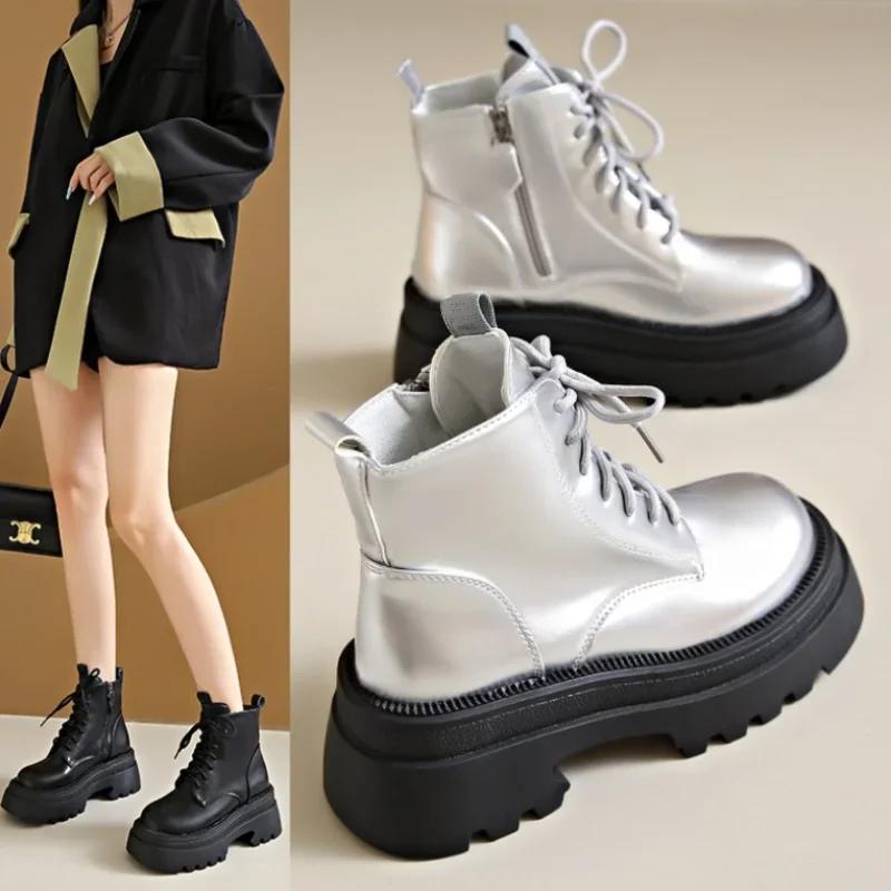 Новые популярные однотонные универсальные женские ботинки удобная верхняя одежда профессиональные женские ботинки со шнуровкой и пряжкой 35 3919₽