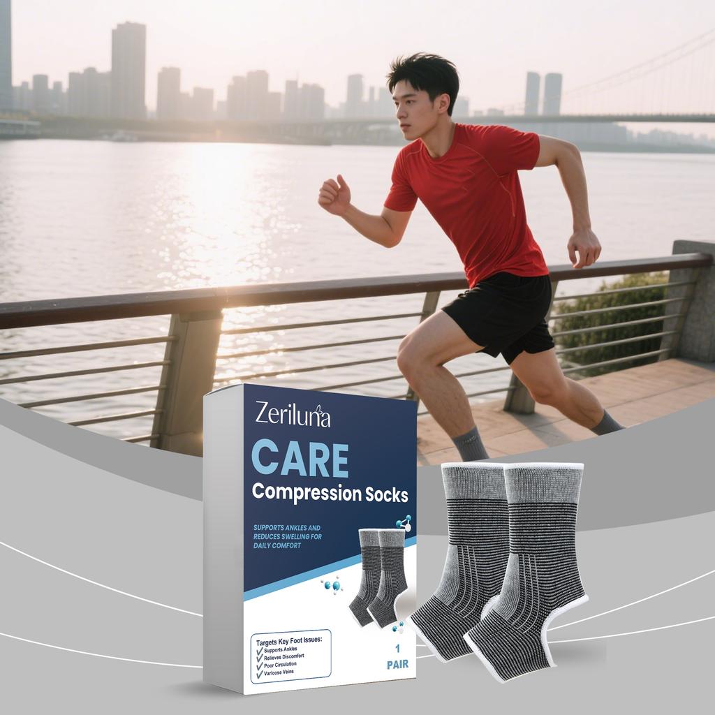 ZERILUNA 1 Pair Foot Care Compression Socks Breathable Ankle Support Promote Circulation Reduce Swelling Varicose Veins