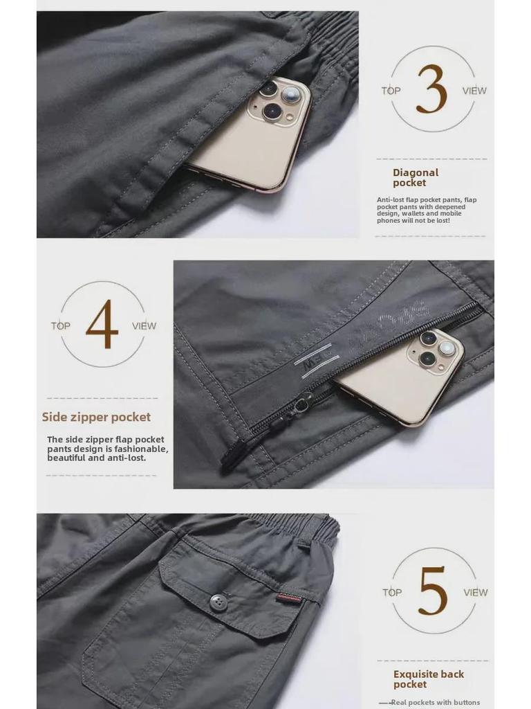 Letní pánské bavlněné tříčtvrteční šortky - Volný střih pro středního věku a starší