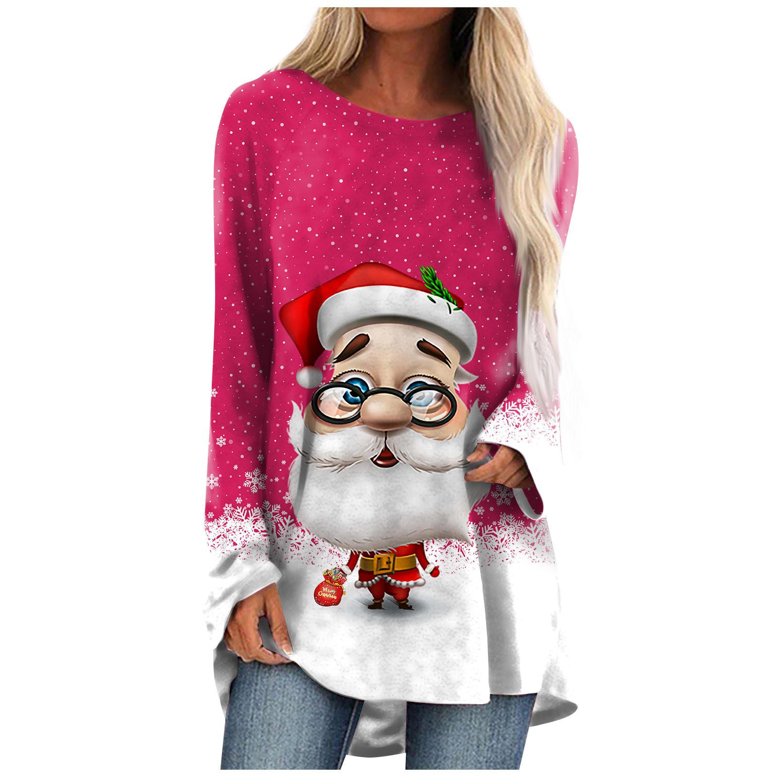 

Осенне-зимняя женская повседневная мода с рождественским принтом, длинный рукав, миди-топ, нарядная рубашка, пуловер M шафрановый