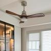 French Mid-Century Solid Wood Smart Ceiling Fan for Home & Restaurant