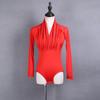 Women's Latin Dance Bodysuit - Mesh Sleeves, Ruffled Bust, Patchwork Skirt