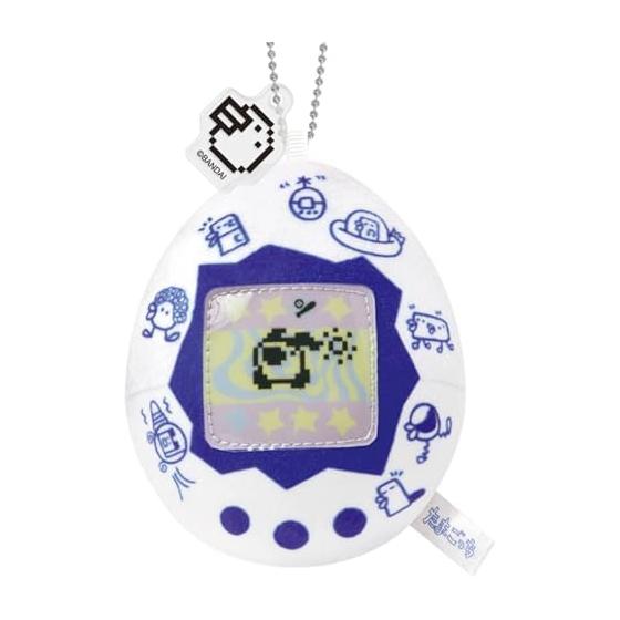 Bandai Official Goods Tamagotchi Fluffy Plush Mascot Keychain Retro Design Approx. 9.5cm (White)