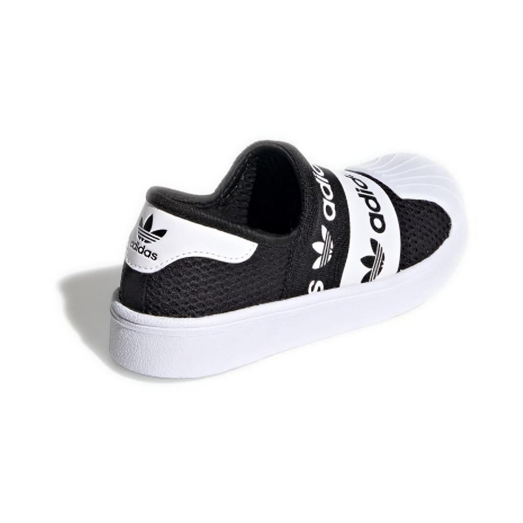adidas Originals Smr 360 C Logo Leather Abrasion Resistant Low Top Kids' Skateboarding Shoes Black White EG7885