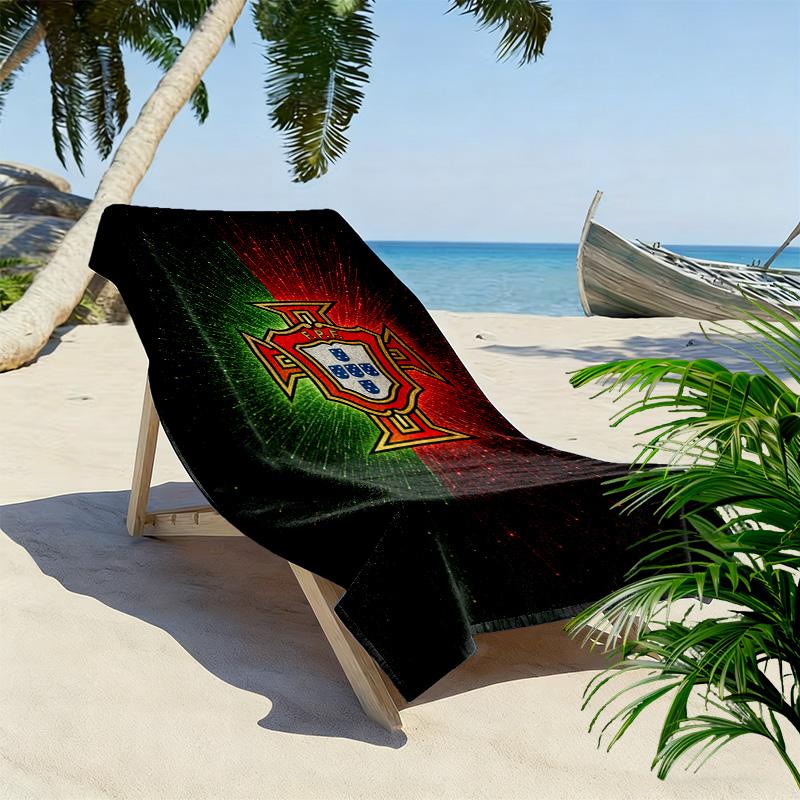 Portugal Football Print Beach Towel, Large Soft Quick Dry Towel for Beach Camping Swimming