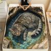 1PC 3D visual effects  Print FlAannel Blanket, High quality Comfortable for All Seasons, Home Decor, Warmth and Comfort