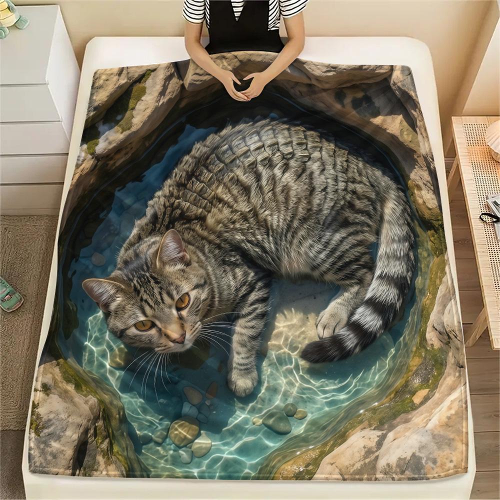 1PC 3D visual effects Print FlAannel Blanket, High quality Comfortable for All Seasons, Home Decor, Warmth and Comfort