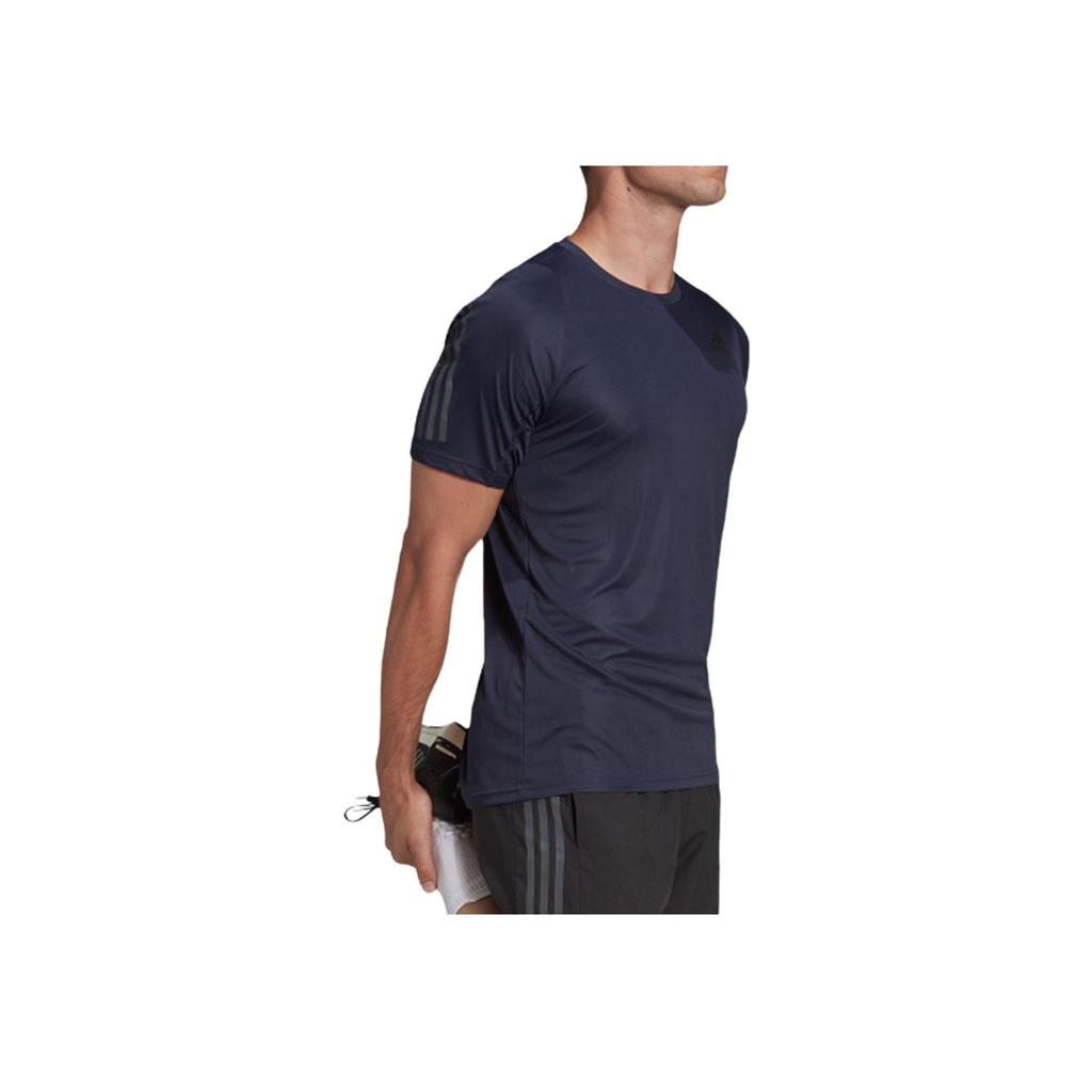 Adidas Solid Color Crew Neck T-Shirt With Logo Print Men Tops Navy-Blue HE2475