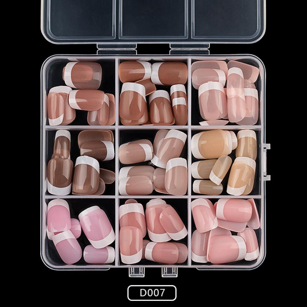 108pcs Mixed Color Fake Nail Almond Coffin Press On Nails New French False Nail  DIY
