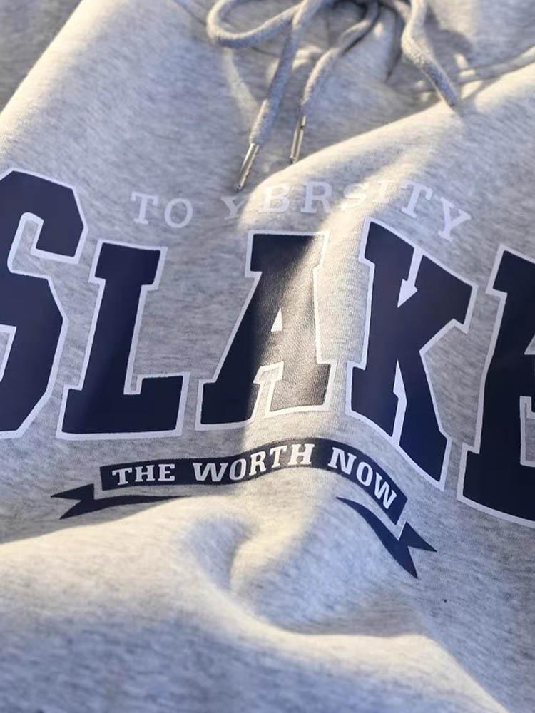 New Style Autumn Hoodies Women Letter Pattern Thickened American Retro Plus Velvet Pullover Casual Street Hooded Sweatshirts