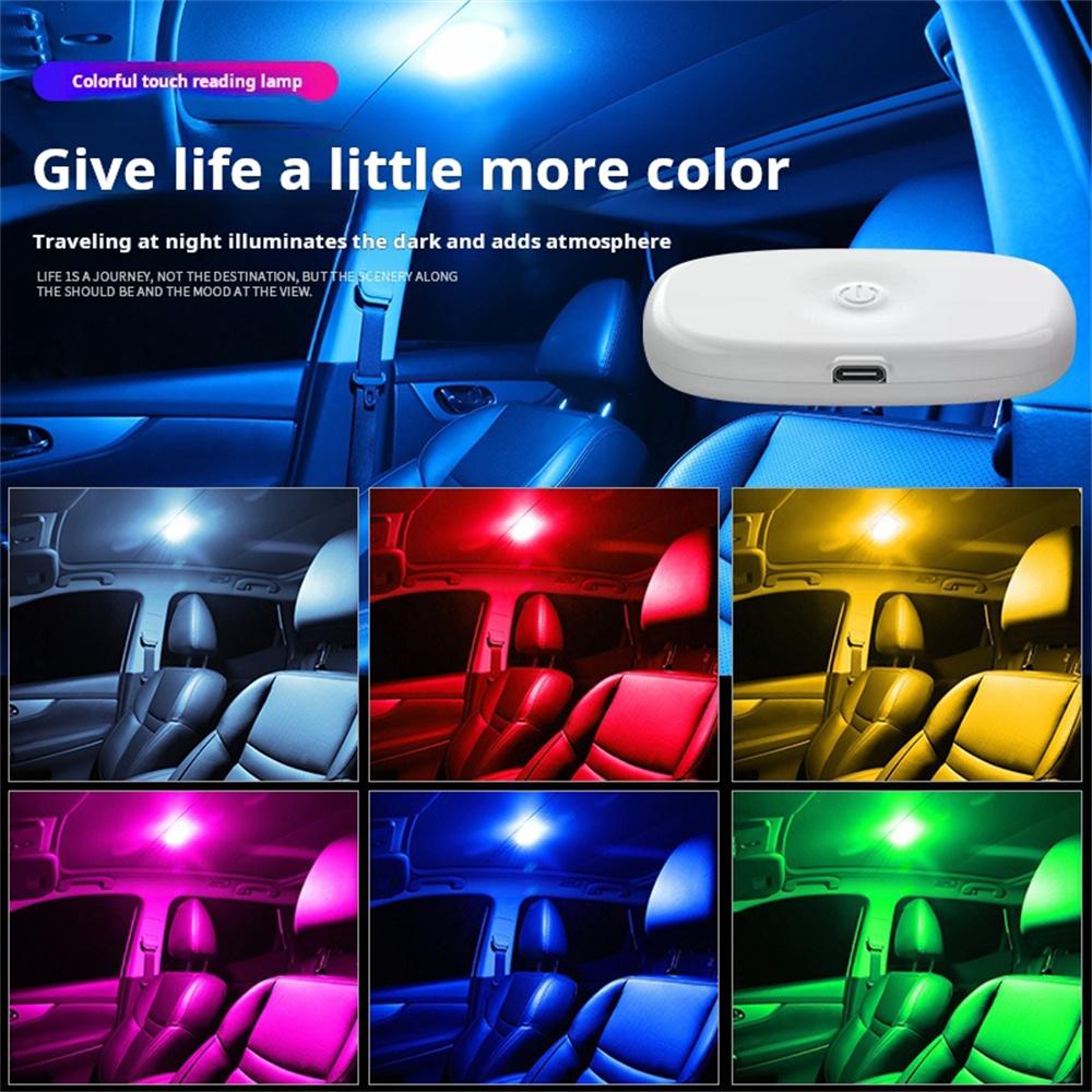 8LED Wireless Touch Light Car Interior USB Reading Light Rechargeable Magnetic Base Auto Roof Trunk Ceiling Lamp 5V