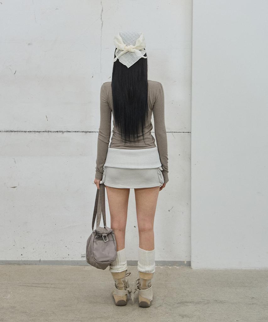 Sailpeulei Folded Knit Skirt Shorts / Light Gray