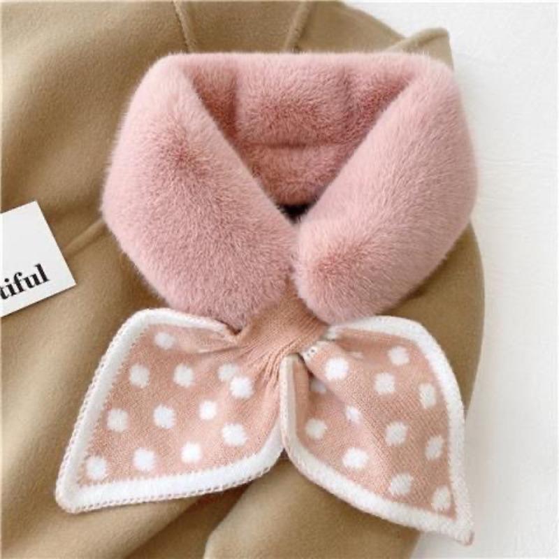 Plush Scarf Student Scarf  New Winter Style  All Match for Girls  Imitation Rabbit Fur  Thickened Cross High End Feel