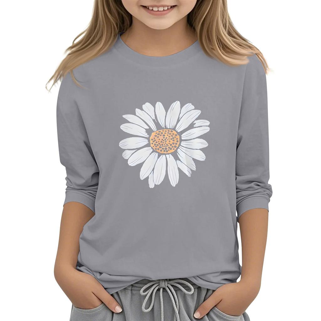 Children's 3/4 Sleeve O-neck Daily Casual Printed Top