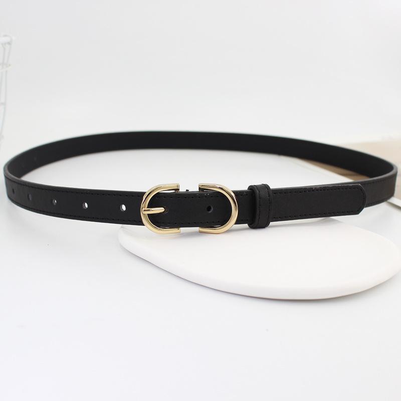 Double D Pin Buckle Women'S Design Thin Belt Women'S Skirt Decorative Jeans Belt 5 Colors Optional