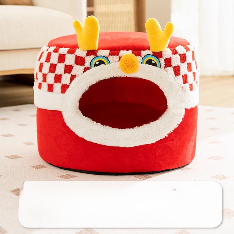 

Закрытое кошачье гнездо, кошачий новогодний танец, дракон, табурет-гнездо, осенне-зимнее теплое собачье гнездо, юрта, ветрозащитное гнездо для домашних животных S：30*30*25cm