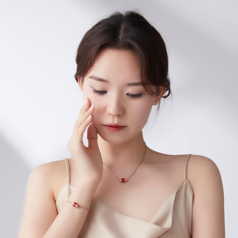 Emporio Armani Necklace Fashionable and Personalized Red Small Waist Stainless Steel Zircon Red Single Product F Basic Packaging-brand Original Box