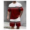 Fashion Stripe Printed T-Shirt Shorts 2-Piece Set Plus Size Outdoor Casual Men's Clothing Breathable Short Sleeve Shorts Suit